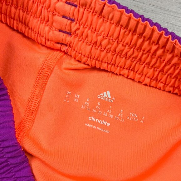 Adidas Womens Purple Orange Lined Athletic Running Gym Shorts XS - Picture 3 of 3